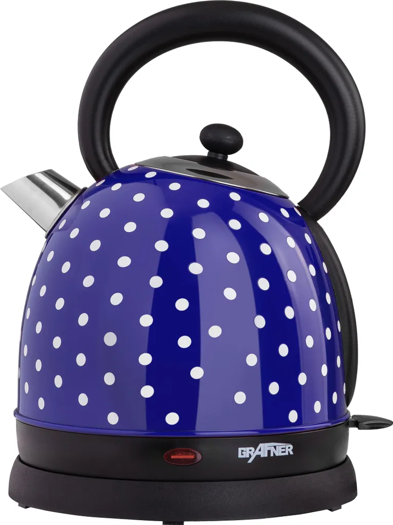 Grafner Retro Kettle 2200 Watt, 1.8 Liter, Stainless Steel Body, Choice of Color, Removable Limescale Filter, Cordless, Overheating Protection, BPA-Free, Cool-Touch, Water Level Indicator (Blue Dots)