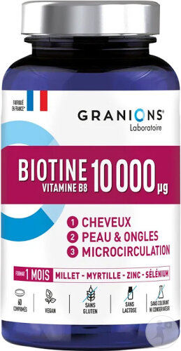 Granions Biotin 10000 µg Vitamin B8 + Selenium Hair Supplement 60 Tablets