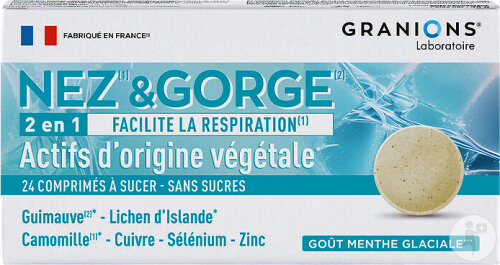Granions Nose And Throat 2 in 1 Ice Mint 24 Tablets