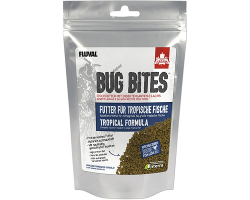 Fluval Bug Bites Tropical Fish Granules for Freshwater Fish (M-L) - 125g Granules with High Insect Content