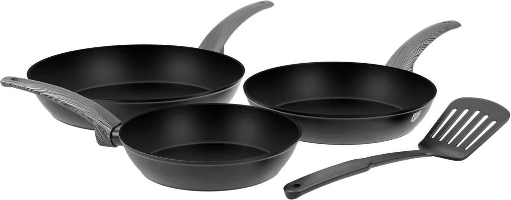 GRAWE GRÄWE aluminum frying pan set, Ø 20 cm, Ø 24 cm, Ø 28 cm, coated, 3-piece, incl. spatula