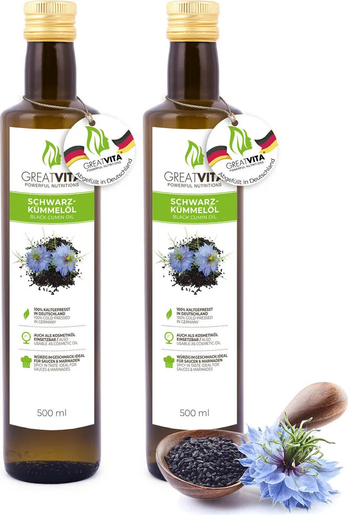 Ingo Steyer GmbH & Co. KG GreatVita Black Cumin Oil, 2x500ml Jar