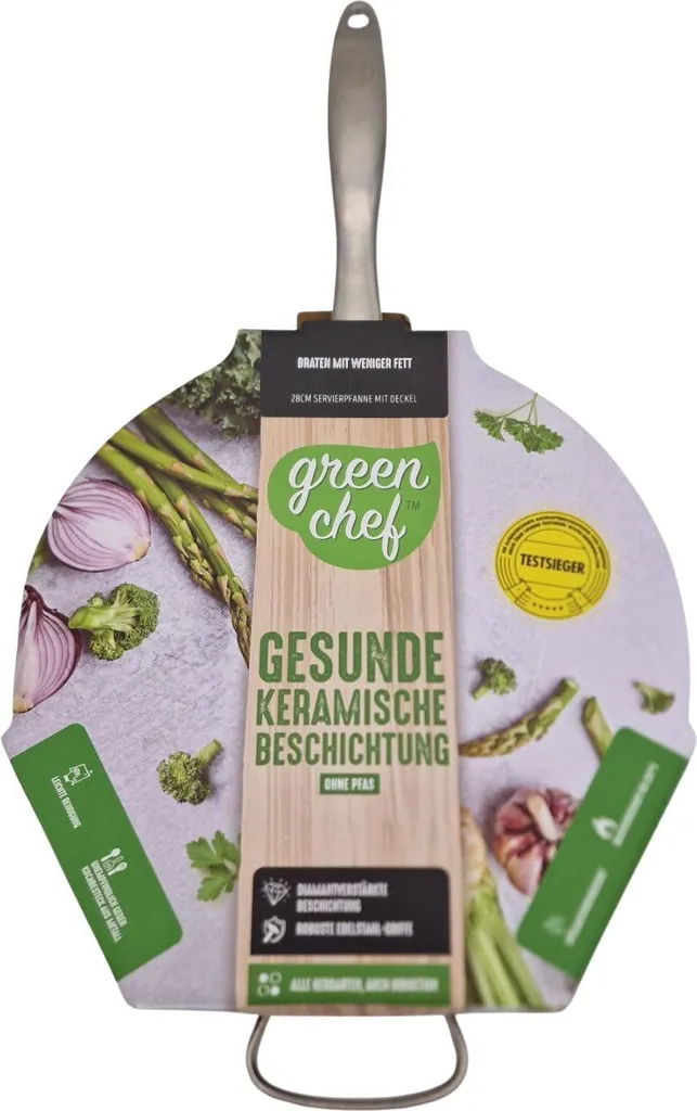 GreenChef serving pan Ø 28 cm with glass lid, diamond-reinforced ceramic coating