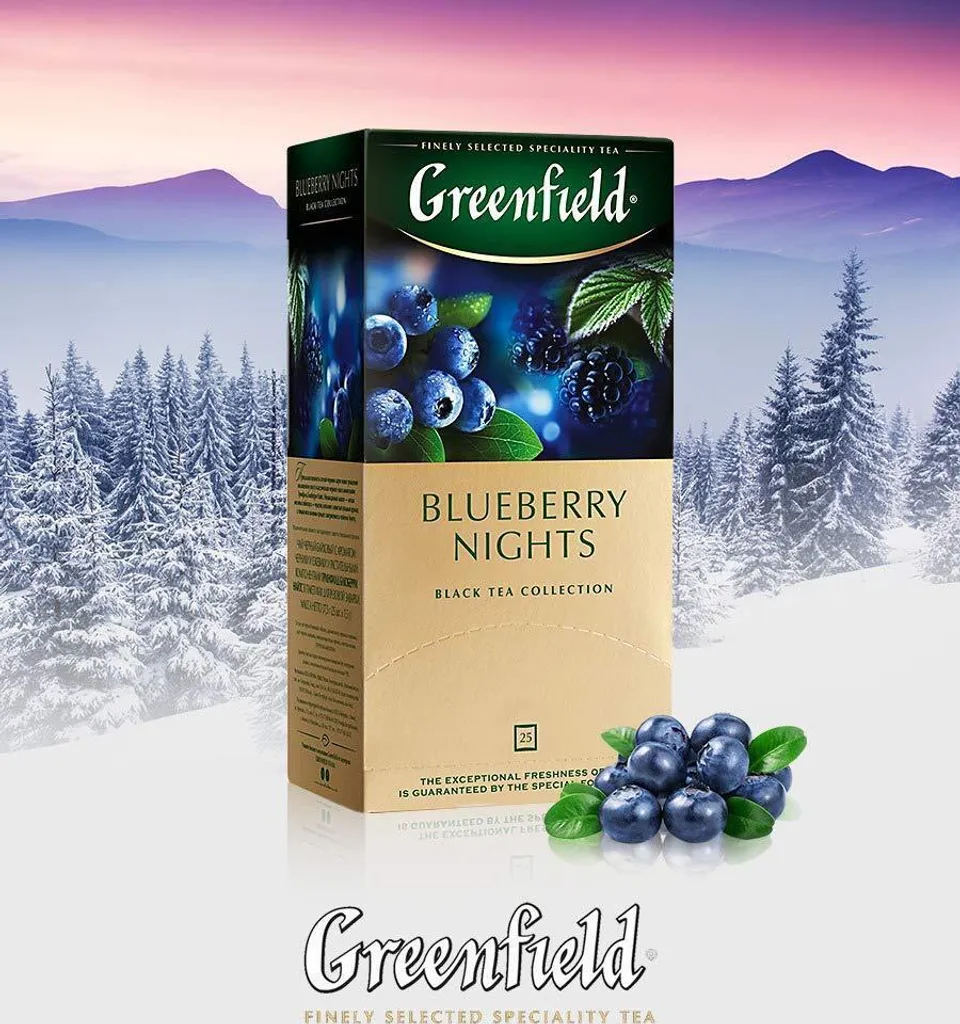 Greenfield Schwarztee Blueberry Nights 25 Teebeutel Tee black Tea, 37.5 gm