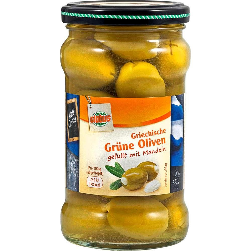GLOBUS Greek green olives stuffed with almonds