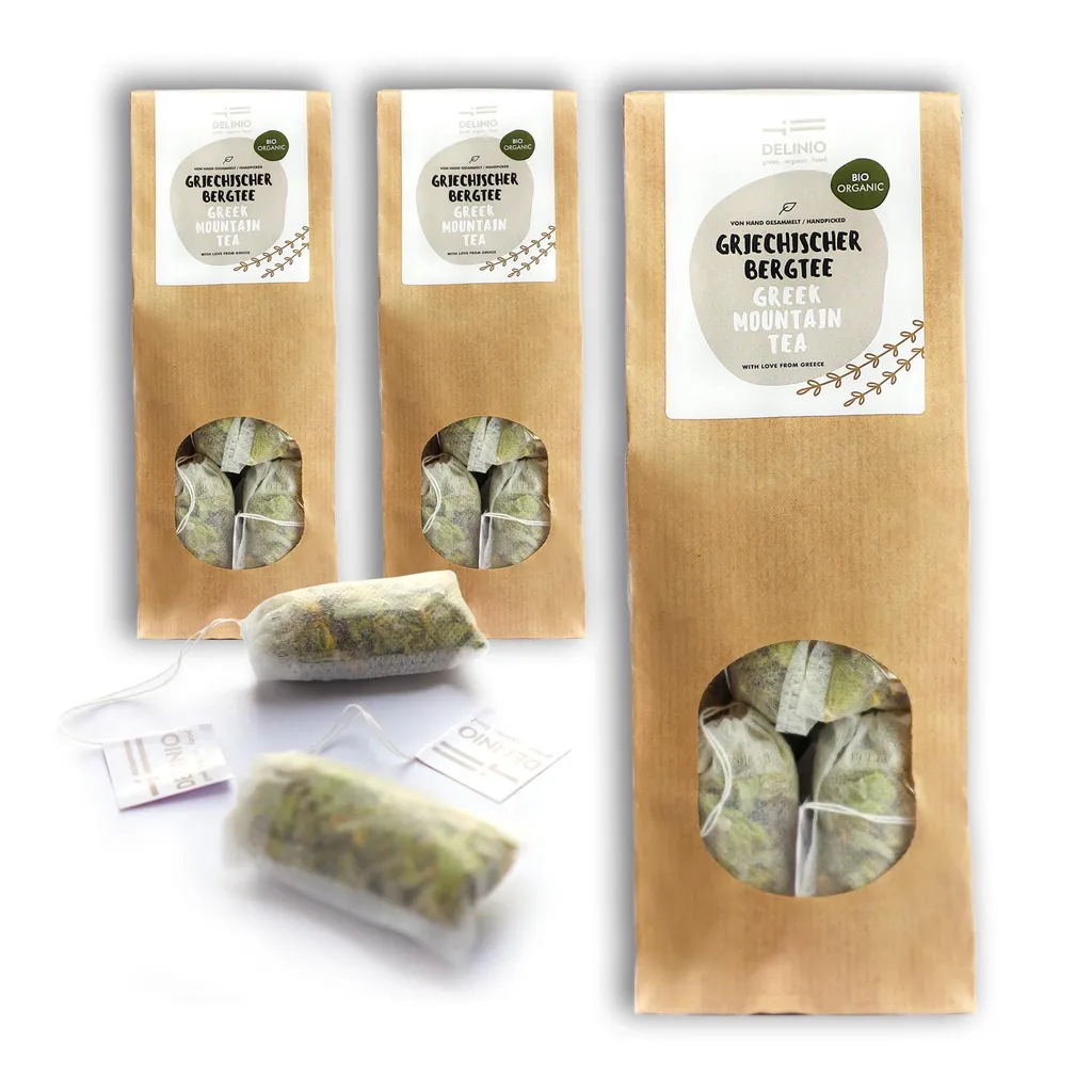 Oligri Organic Greek Mountain Tea Sideritis Scardica, 30 Tea Bags, by Delinio vom Olymp