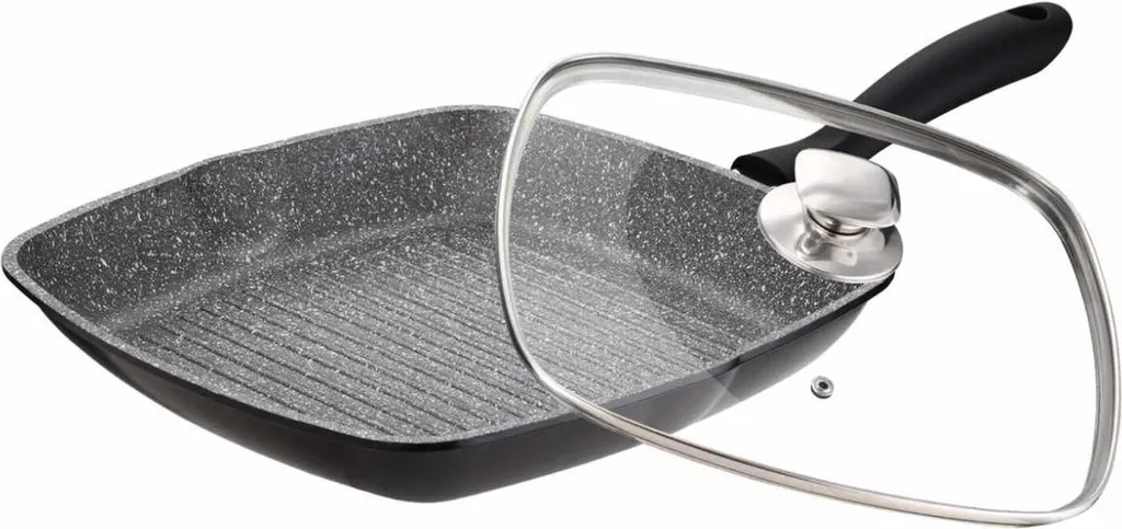 Cheffinger Grill pan, cast aluminum, Ø28cm, steak pan, fish pan, frying pan, induction compatible