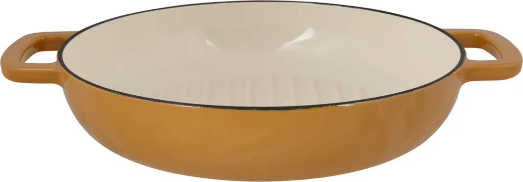 Grill pan, COSY & TRENDY FONTESTIC, Ø28 cm, enamel cast iron, suitable for all hob types including induction, Amber