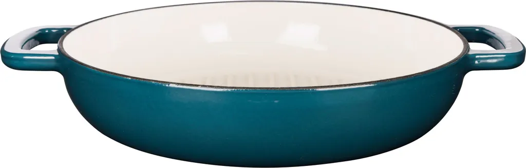 Grill pan, COSY & TRENDY Fontestic, Ø28 cm, enamel cast iron, suitable for induction cooktops, blue