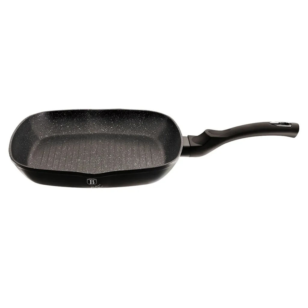Grill pan with marble surface, 28 cm, black and silver, BERLINGERHAUS collection, BH-1846