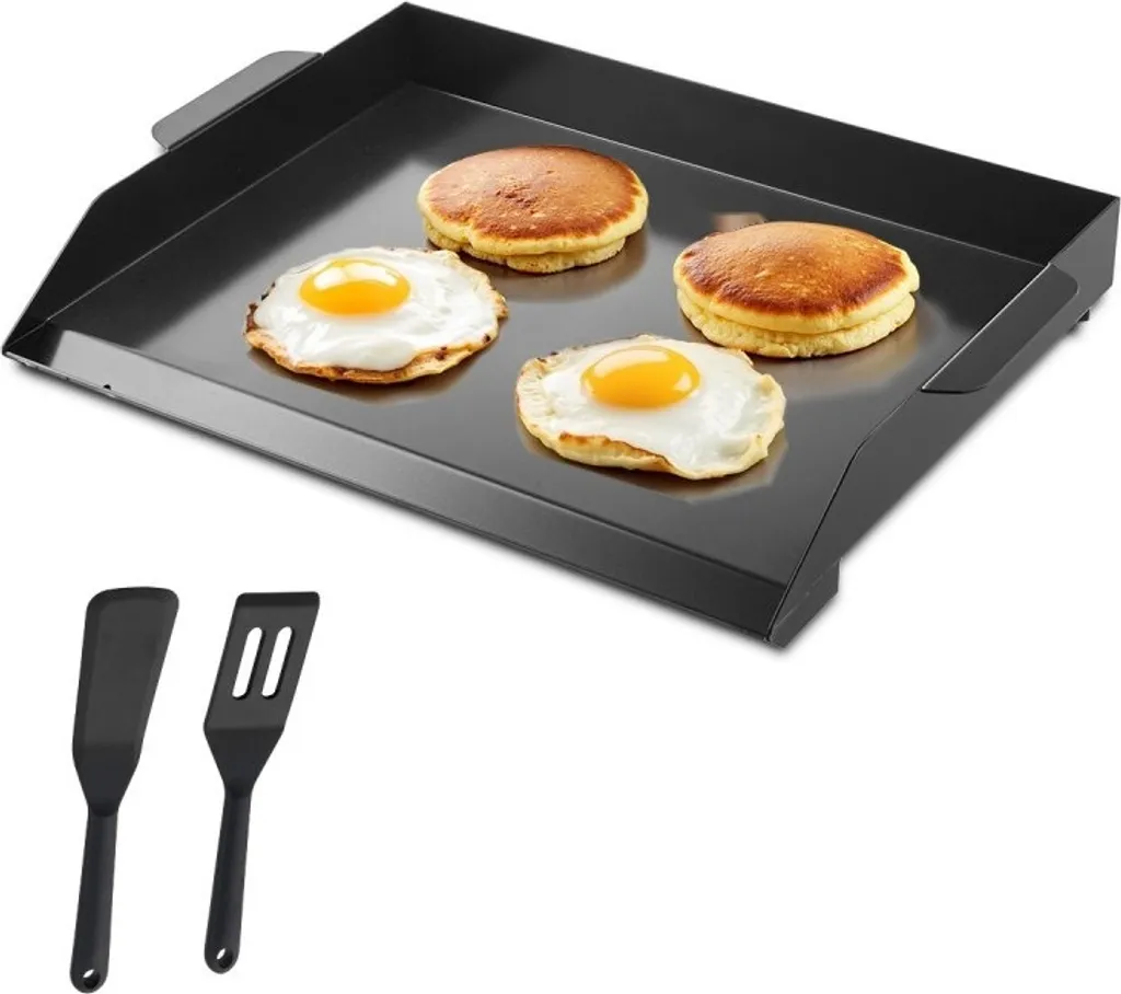 StarTech Flat Griddle Pan - Carbon Steel BBQ Cookware - Large Dimensions 502x370mm