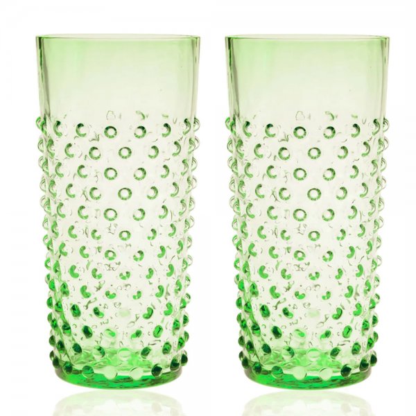 Klimchi Large water glasses Hobnail Light Green (2 pieces) by K