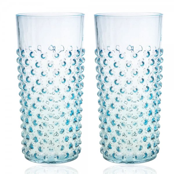 Klimchi Large water glasses Hobnail Underlay Azure Blue (2-part