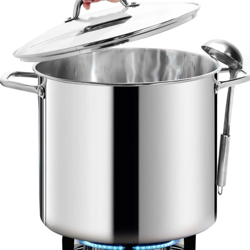Markenlos Large stainless steel storage container - Healthy cooking pan - 31 cm - 22.5 liters