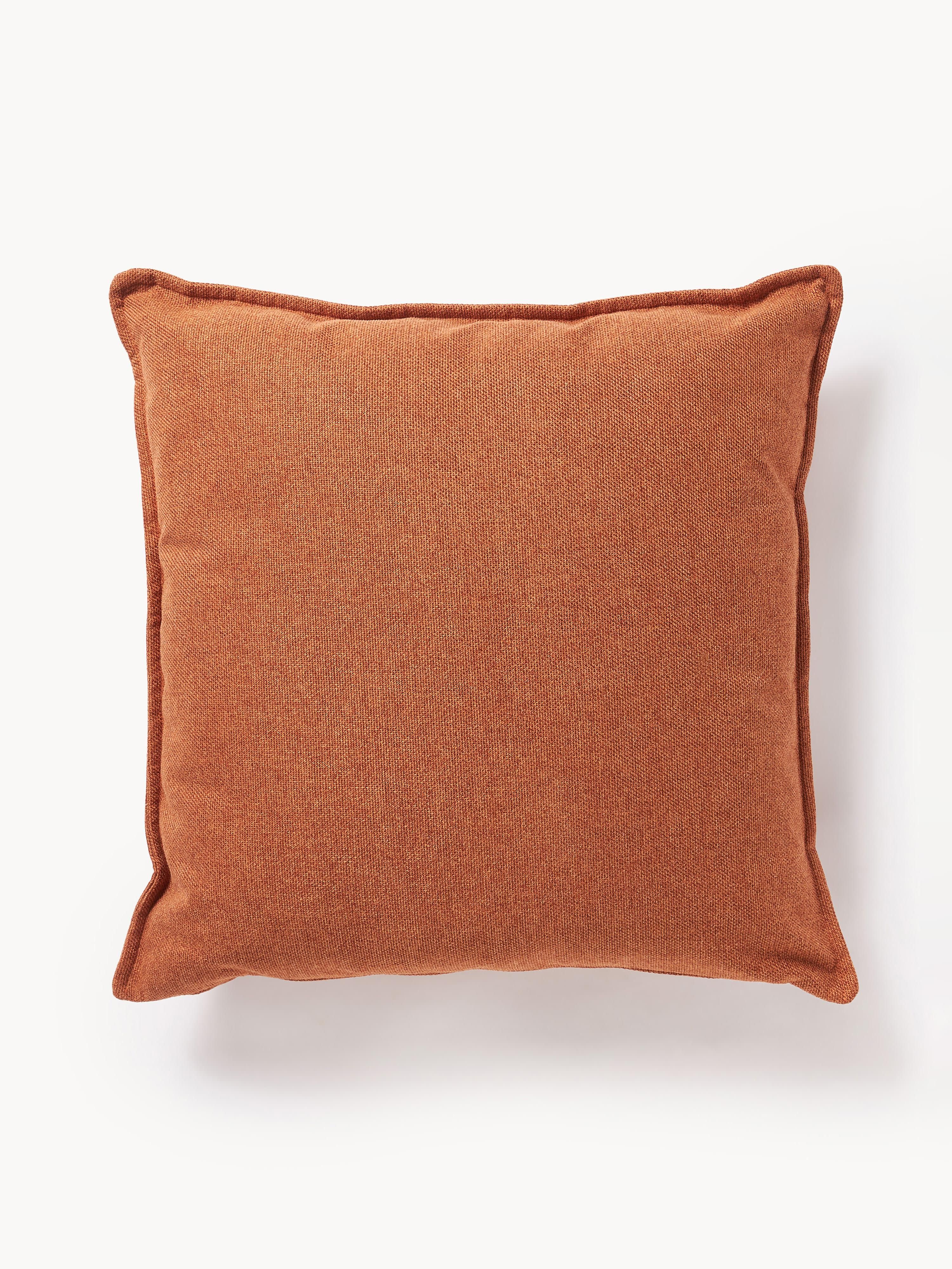 Westwing Collection Large Lennon sofa cushion, 60 x 60 cm, Terracotta woven fabric