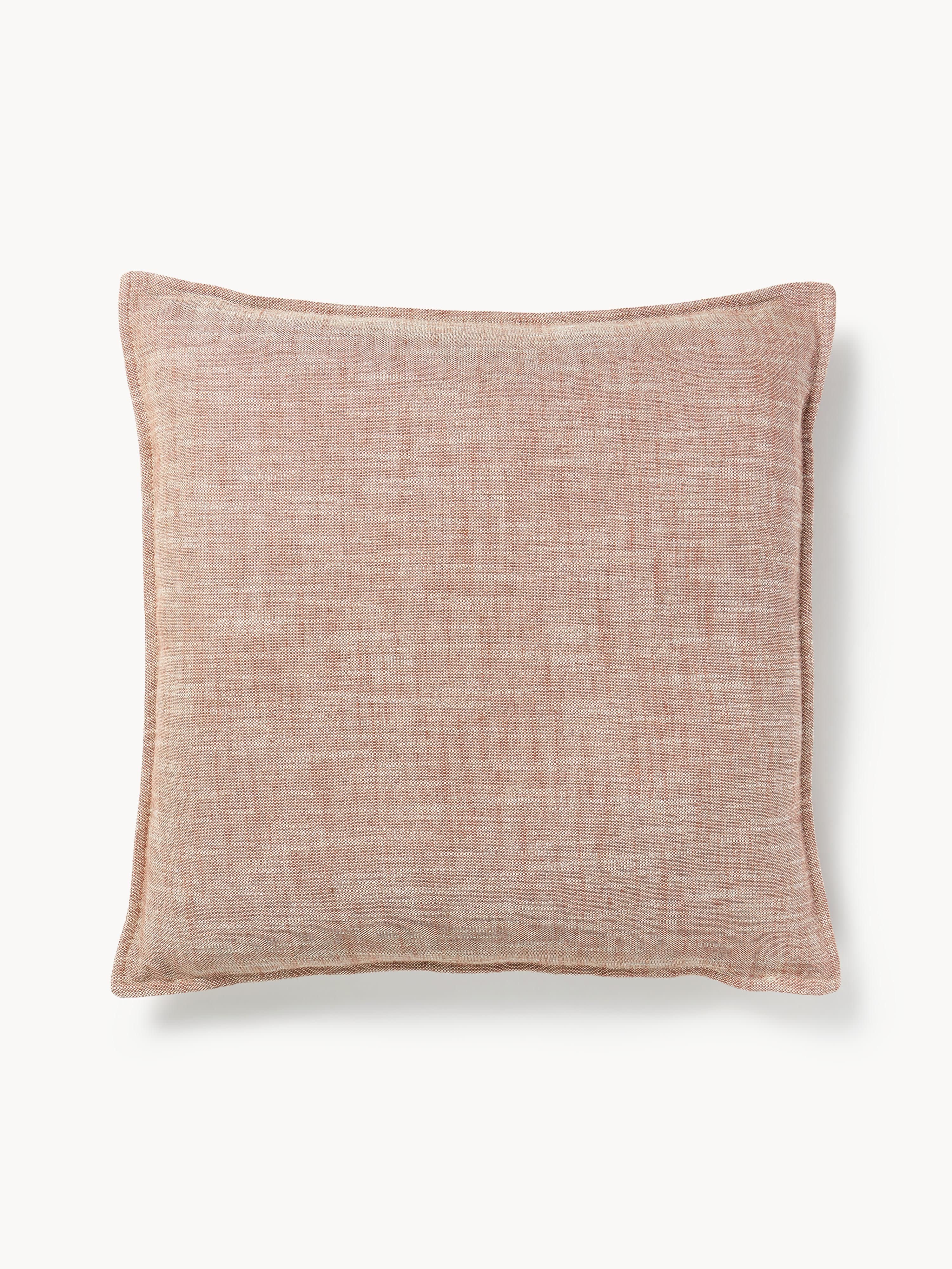 Westwing Collection Large Lennon sofa cushion made of linen blend, 60 x 60 cm, Linen blend rust red