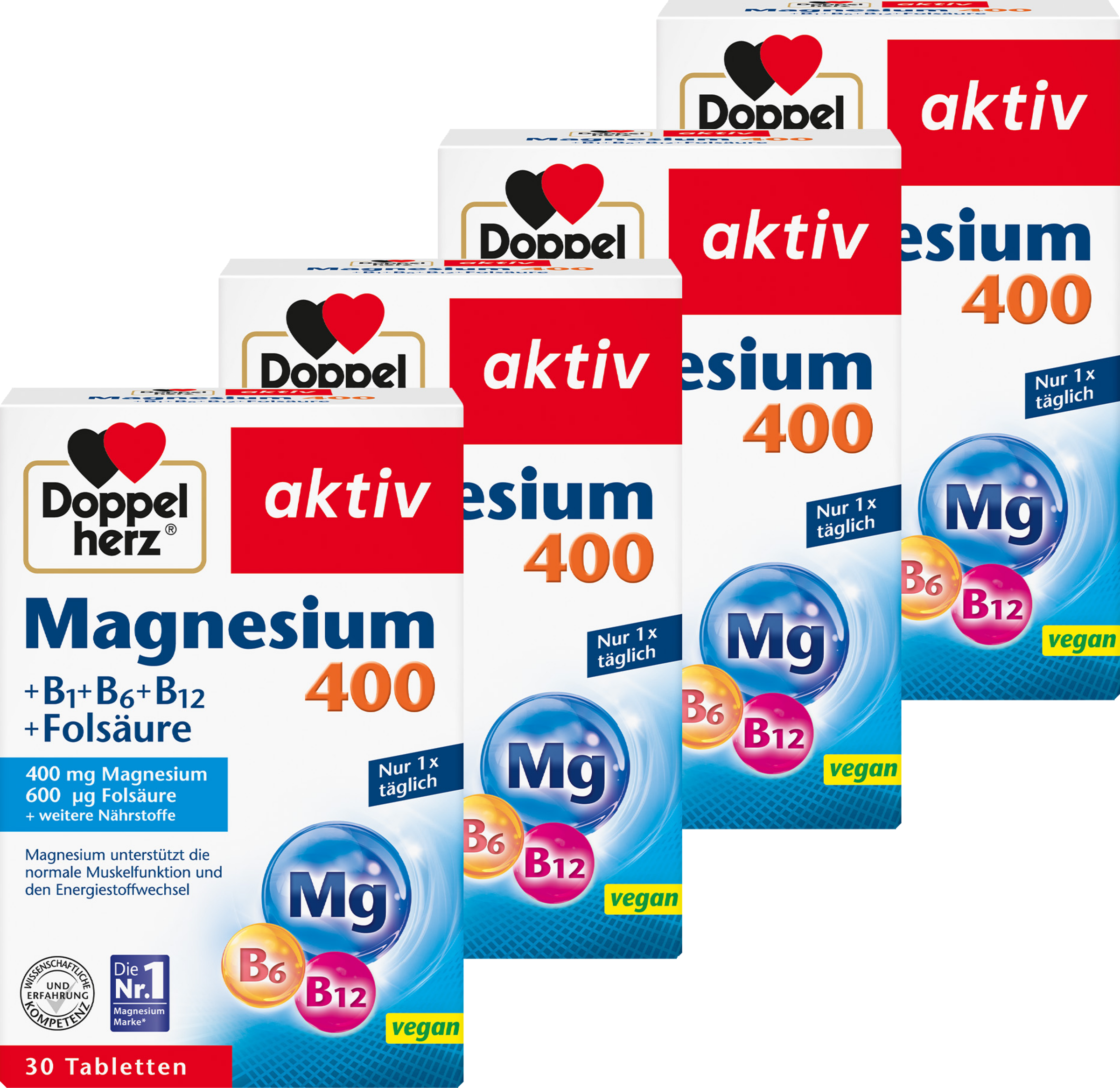 Doppelherz Large pack of Doppelherz active magnesium 400 +B1 +B6 +B12 +folic acid