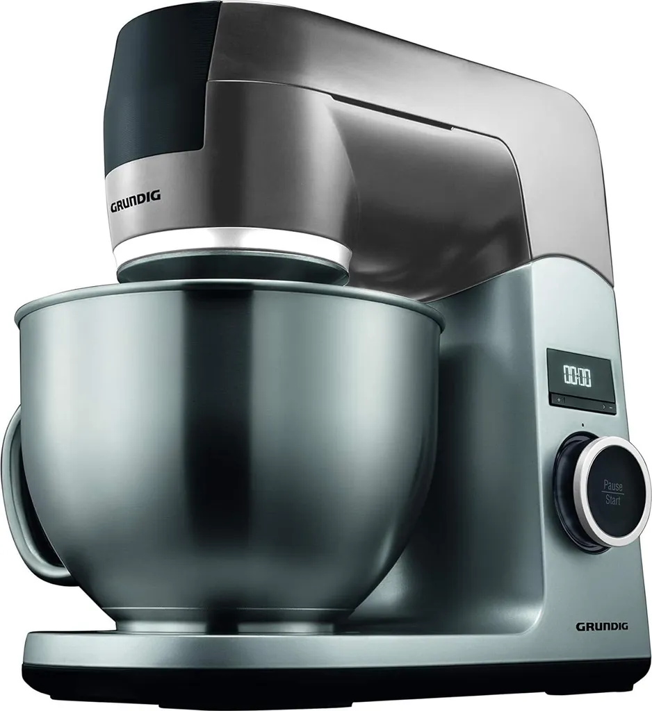 Grundig KMP8650S food processor, 1000 W, 4.6 l stainless steel mixing bowl, black/silver