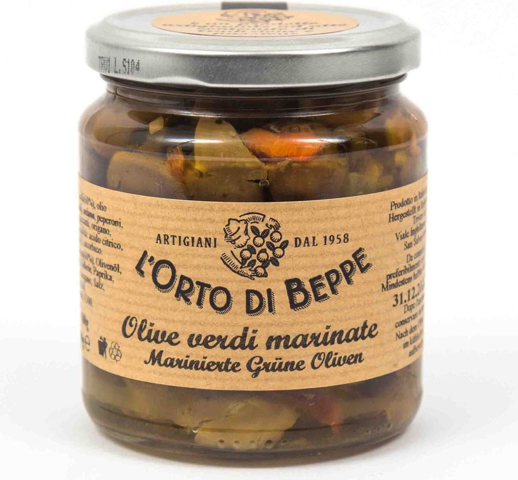 Orto di Beppe Marinated green olives 314 ml. - Lorto di Beppe