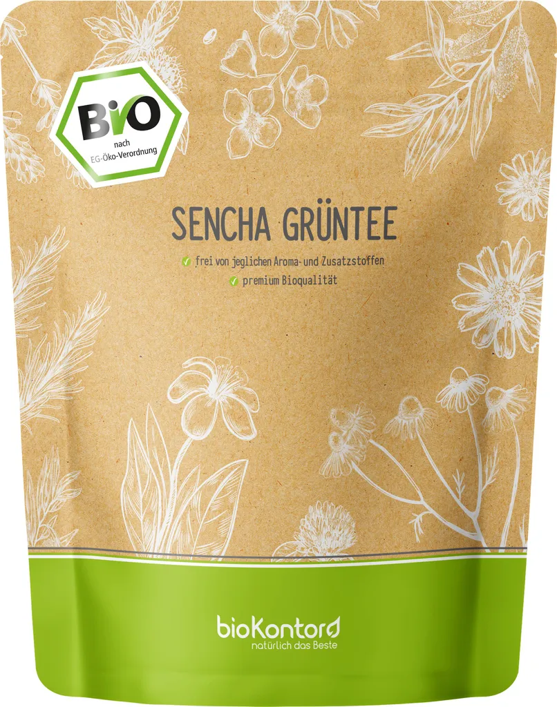 Green Sencha Tea 1000g | Loose and cut | Aromatic Sencha green tea | 100% natural | bioKontor 1000g