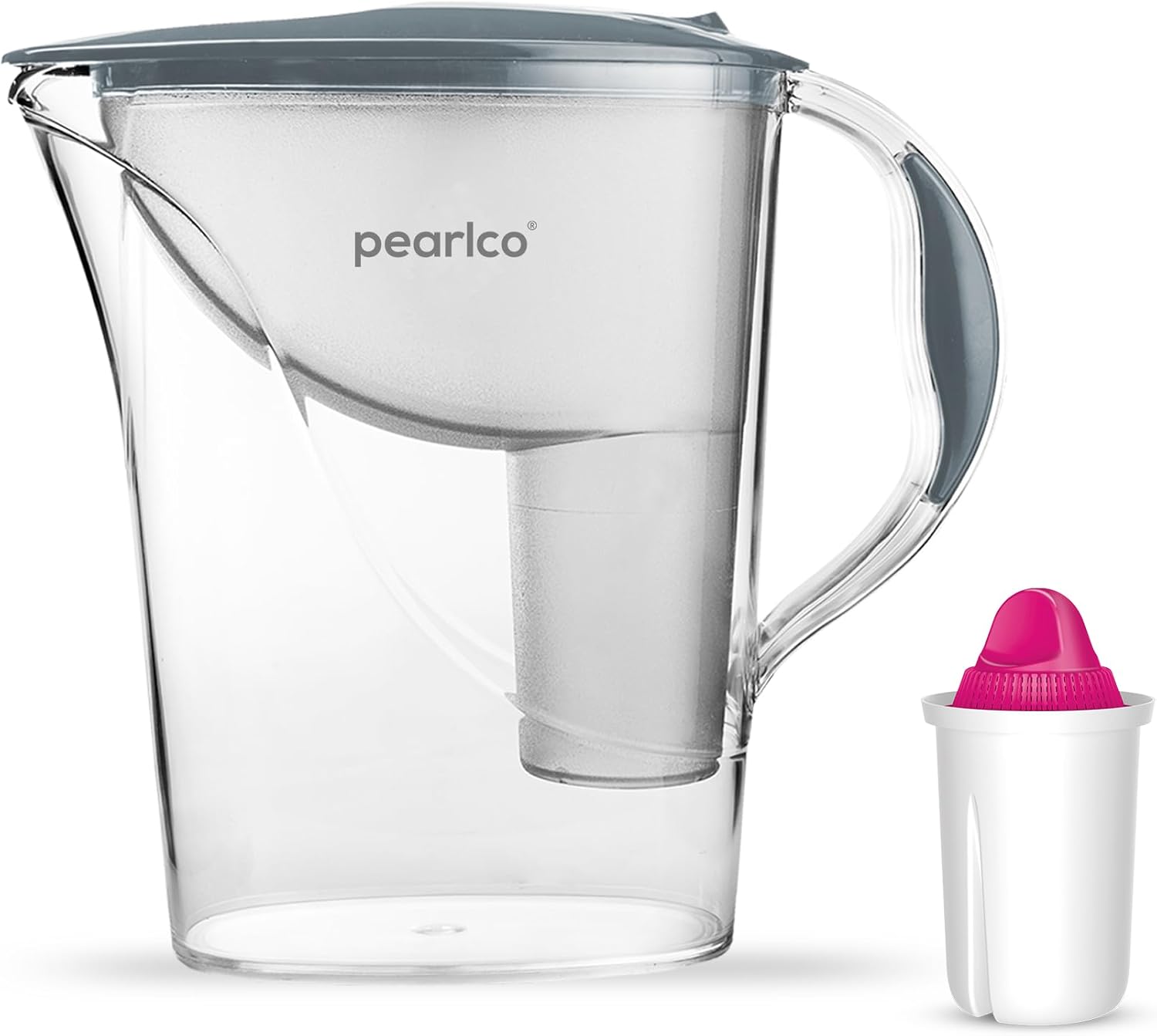 PearlCo Store PearlCo - Standard Water Filter (Grey) with 1 Magnesium Classic Filter Cartridge - Fits Brita Classic
