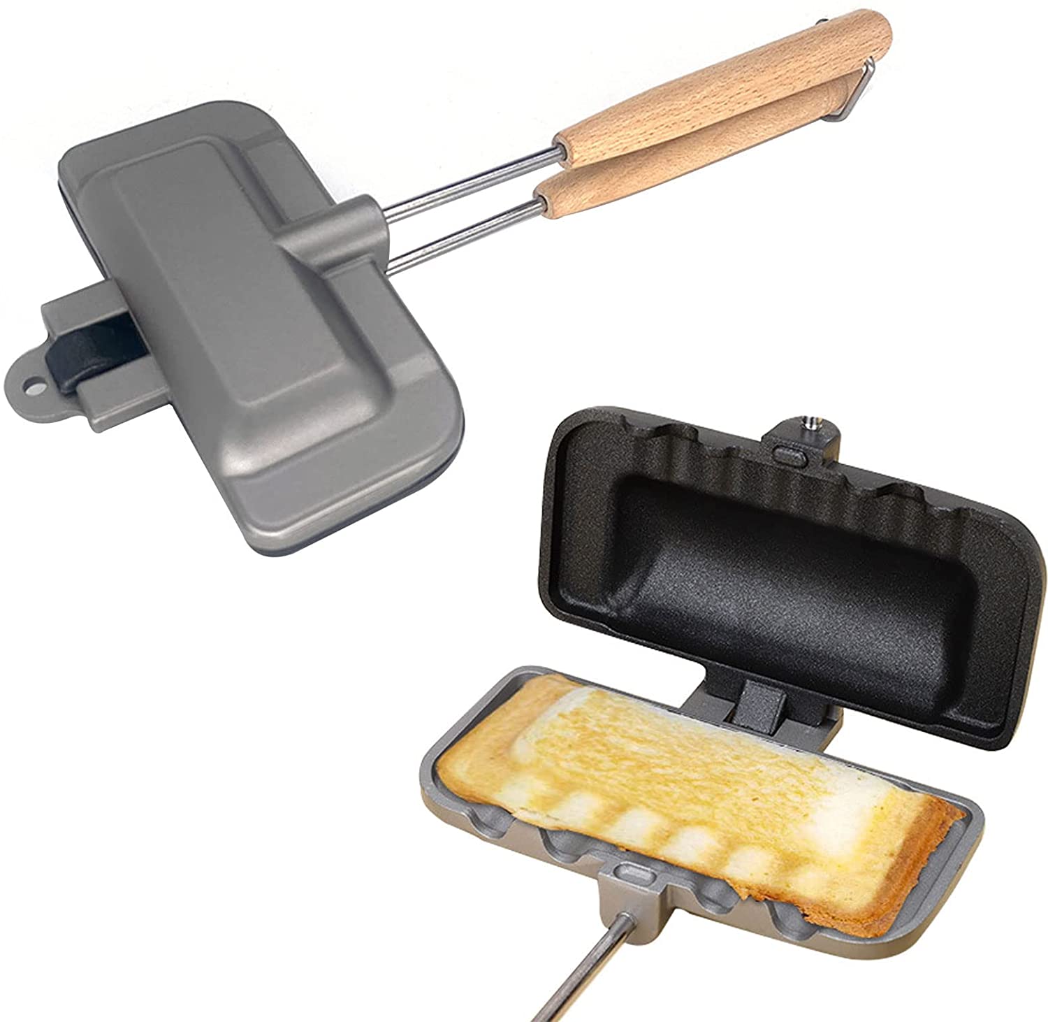 Bestyijo Sandwich Maker, Sandwich Toaster, Double-Sided Sandwich Baking Mold, Frying Pan, Sandwich Grill, Disassemble Gas Stove, Breakfast Sandwich Mold for Breakfast Pancakes, Omelettes, Frittatas and Toast