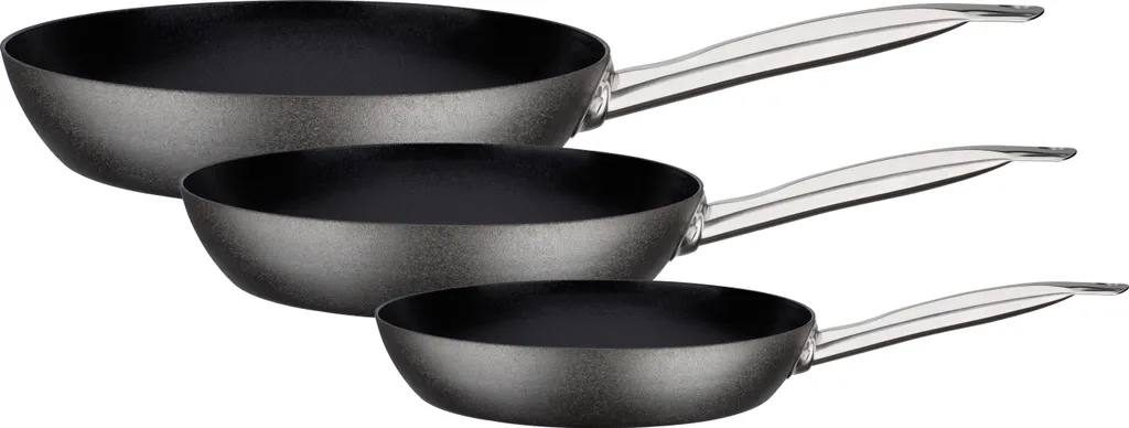 GSW Avanti 3-piece frying pan set, 166652, carbon steel, stainless steel, approx. 1.2 L / approx. 1.8 L / approx. 2.8 L