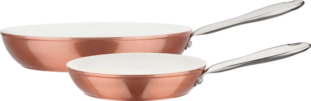 GSW Copper-Bronze 2-Piece Pan Set, Aluminum, Stainless Steel, Frying Pan ø approx. 20 x H 4.3cm / ø approx. 28 x H 5.4cm