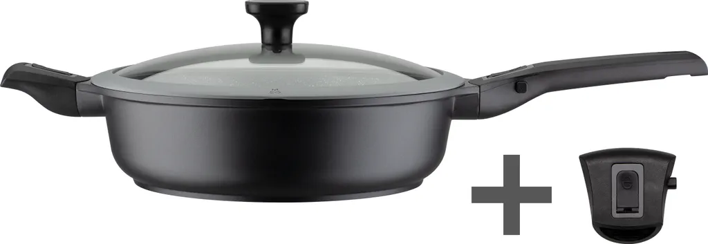 GSW Easy Click 28 cm braising pan with glass lid, 5-piece set, 167833, aluminum, approx. 4.0 L