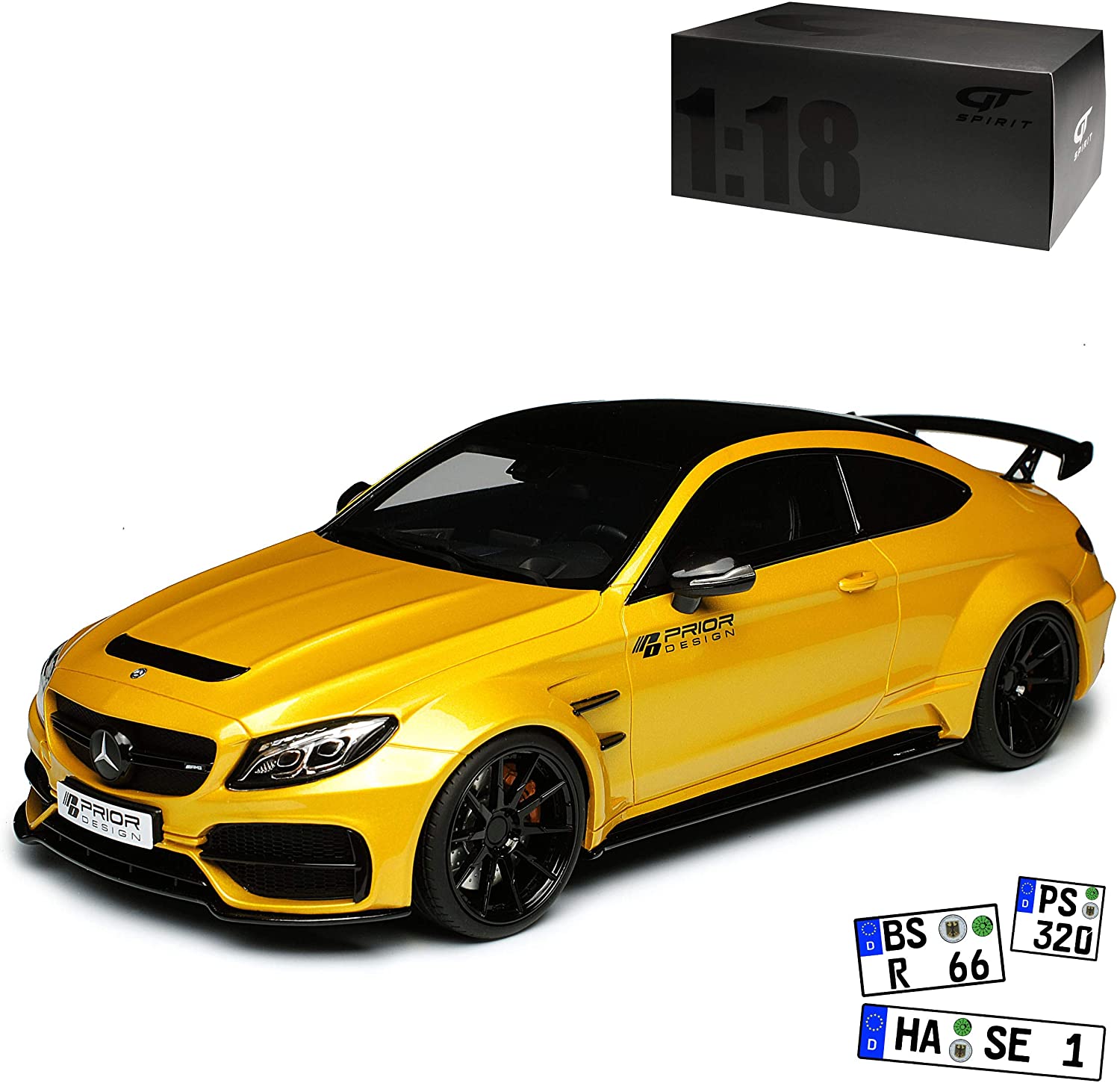 Gt Spirit Mercedes-Benz C-Class C63 Amg Coupe Yellow Prior Design W205 Whit