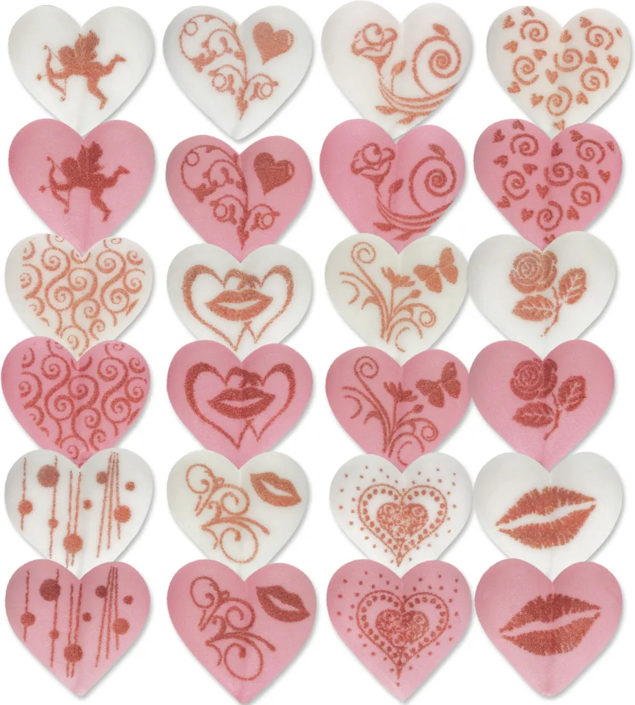 Günthart 96 hearts, pink and white, made of sugar