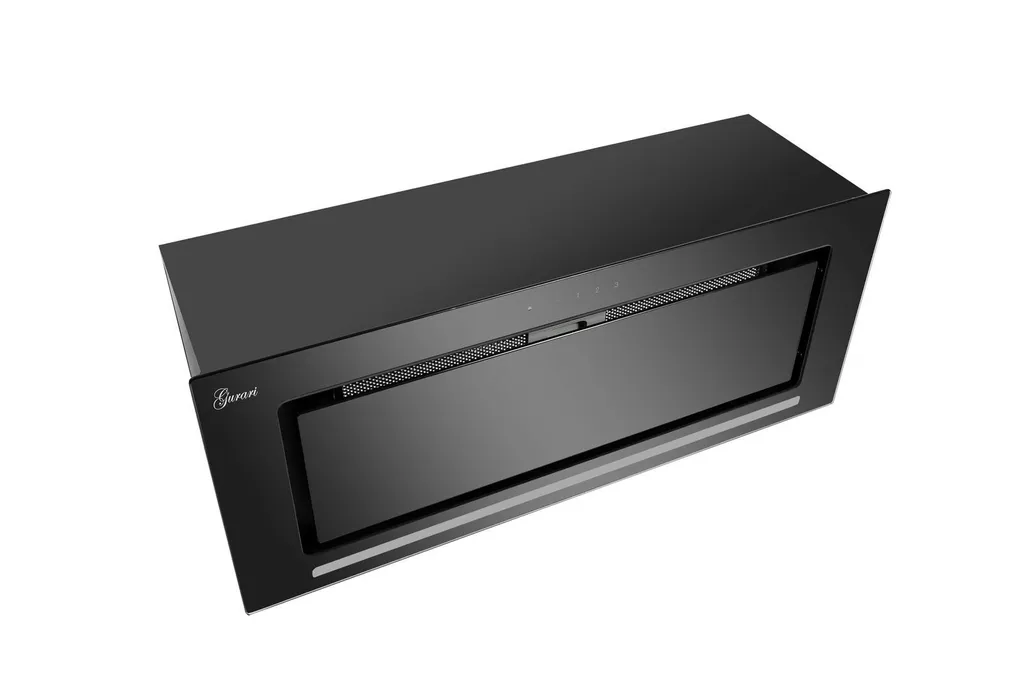 GURARI GCH E 217 70 BL Prime ceiling hood including recirculation kit, extractor hood with remote control in black, 70cm 1000m³/h built-in hood