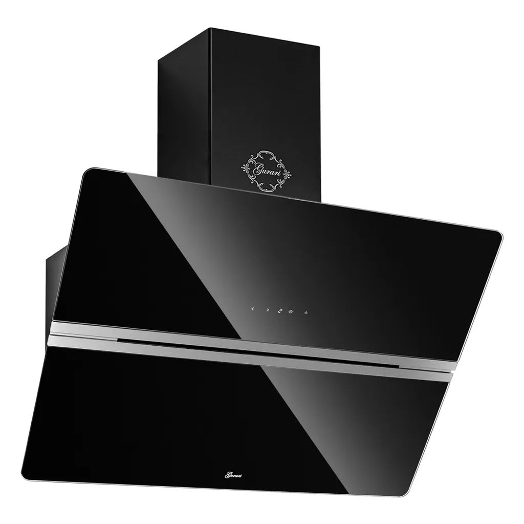GURARI GCH 971 BL 80 Diamond Cooker Hood 80 cm Black Glass, Wall-Mounted Hood Recirculating/Exhaust Air, 850 m³/h
