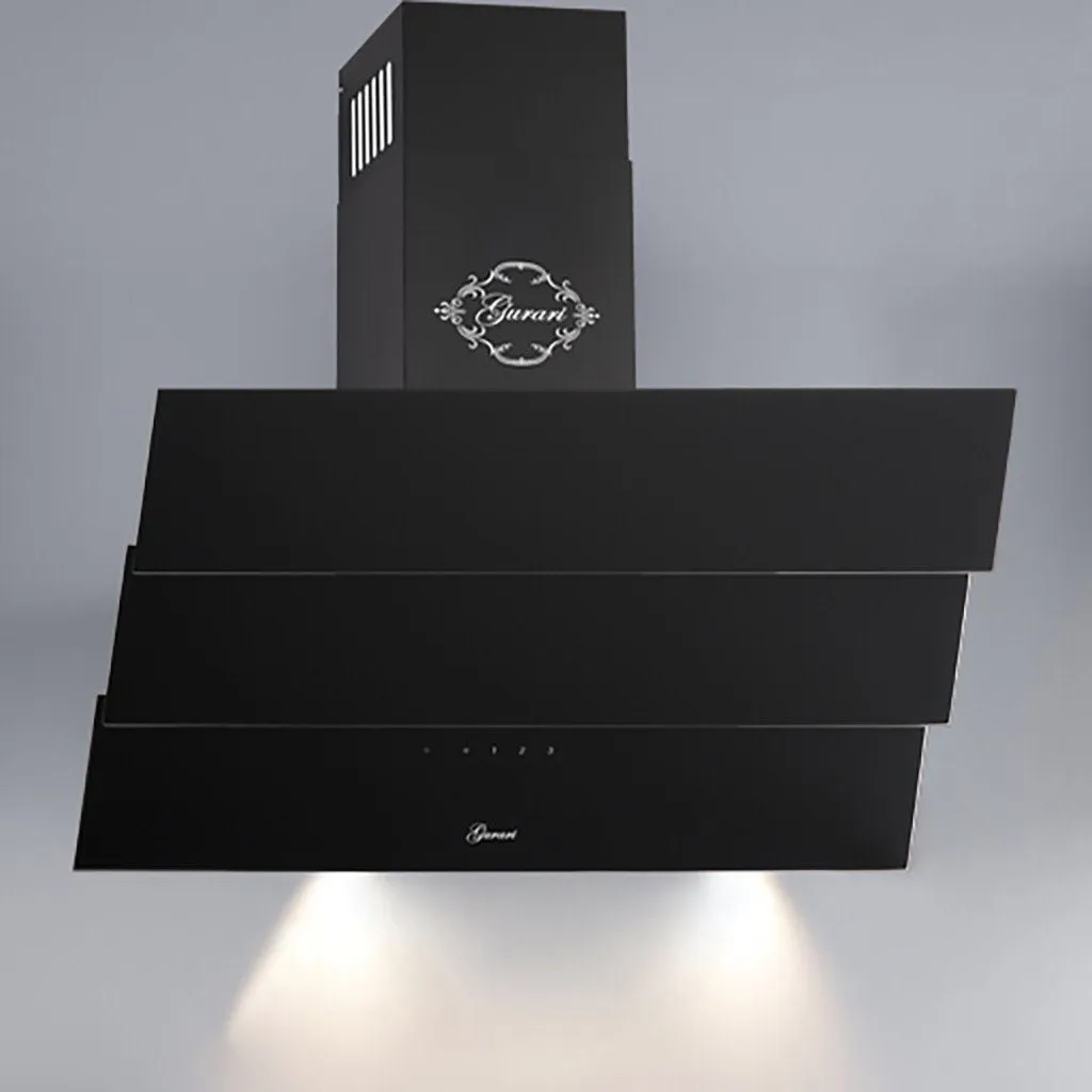 GURARI GCH 267 BL 6 Prime wall-mounted cooker hood, designer 60 cm head-free extractor hood, black glass, 1000 m³/h, remote control