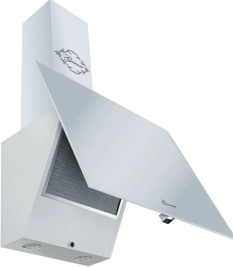 GURARI GCH D 286.8 WH PRIME wall-mounted cooker hood with 150mm exhaust hose, 80cm diameter, 1000m³/h extraction rate, white glass, touch control, remote control