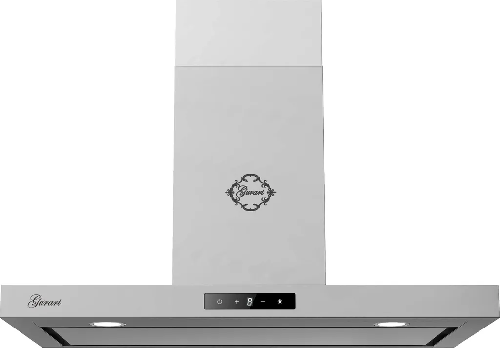 GURARI wall-mounted extractor hood CH 5001, 90 cm, stainless steel, glass, 1000 m³/h, perimeter extraction