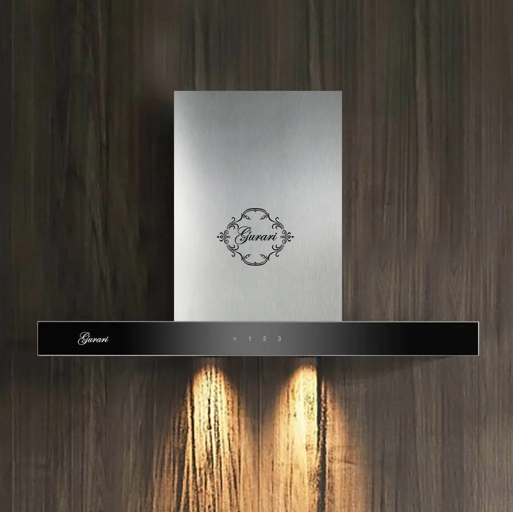 GURARI wall-mounted extractor hood GCH 462 IS 6 Prime incl. recirculation kit, extractor hood with remote control, 60 cm, stainless steel, black glass, , 1000m³/h, wall hood