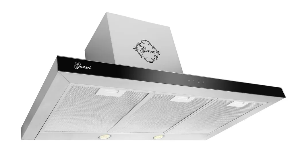 GURARI wall-mounted extractor hood GCH 462 IS 9 Prime, 90cm, black glass and stainless steel, 1000m³/h, remote control, wall-mounted hood