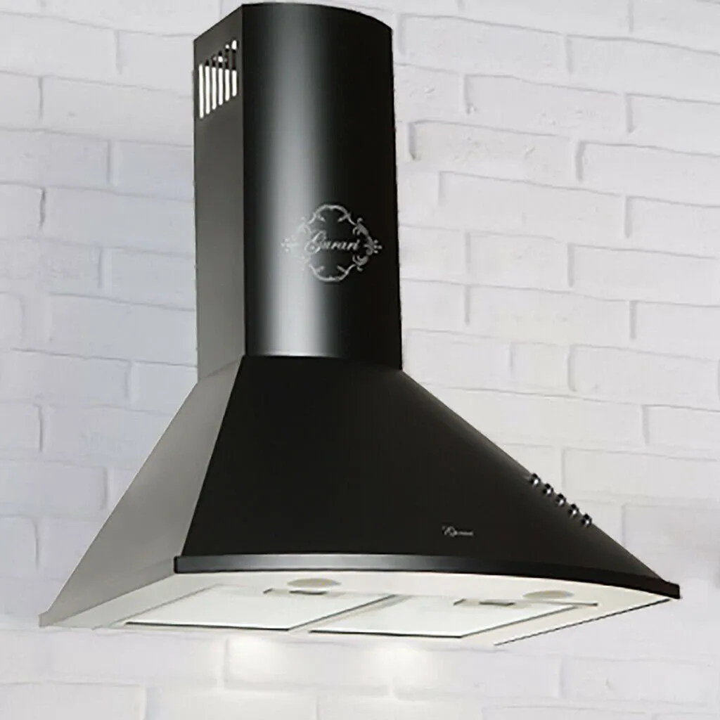 GURARI wall-mounted cooker hood GCH C 046 BL 6 incl. recirculation kit, 60 cm extractor hood in black, 1000m³/h incl. carbon filter