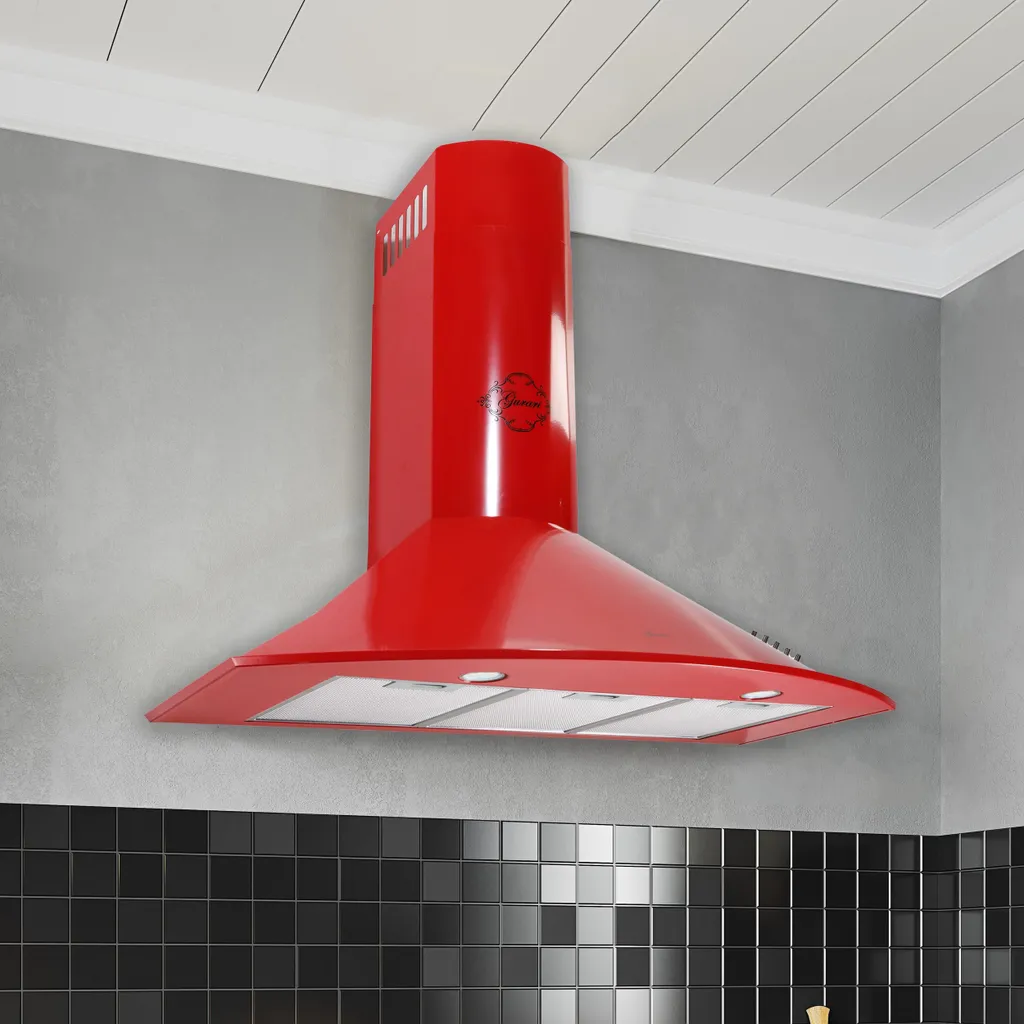 GURARI wall-mounted extractor hood GCH C 046 RD 9, 90 cm / Red / 1000 m³/h extraction rate