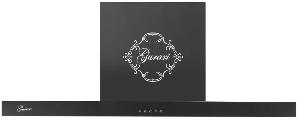 GURARI wall-mounted cooker hood GCH F 461.9 BL incl. recirculation kit, extractor hood in black 90 cm, 1000m³/h, exhaust/recirculation hood incl. carbon filter