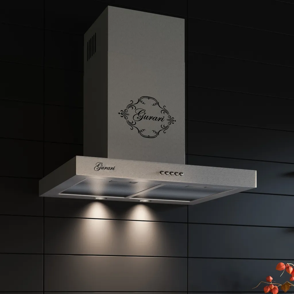 GURARI wall-mounted cooker hood GCH F 461. IS 6 incl. recirculation kit, 60 cm stainless steel extractor hood, 1000 m³/h, exhaust hood, recirculation hood