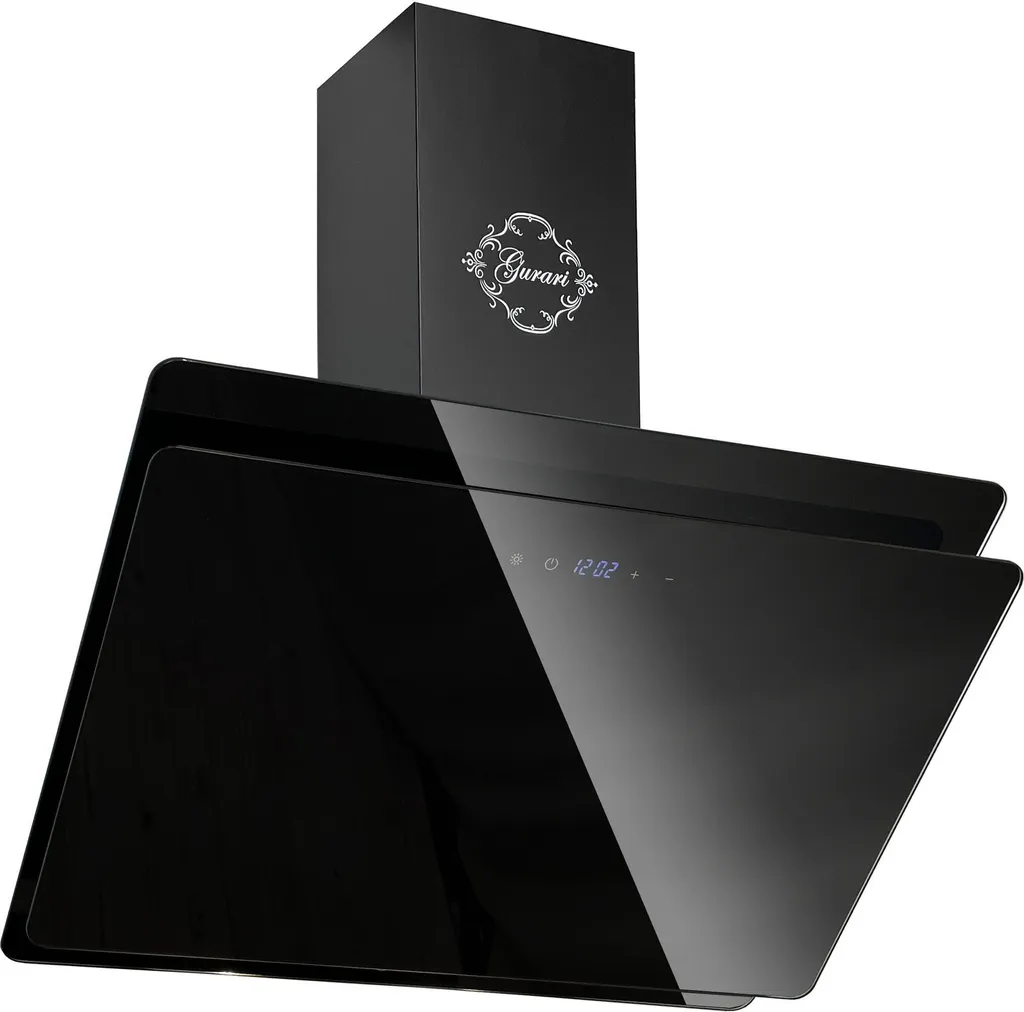 GURARI wall-mounted extractor hood GCH S 411 90 BL PRIME N, 90 cm, black glass, 1000 m³/h