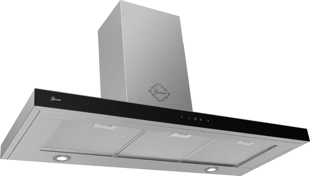 GURARI wall-mounted extractor hood GCH 972 BL 120 Quatro+recirculation, 120 cm, stainless steel and glass, 850 m³/h, dimmable LED