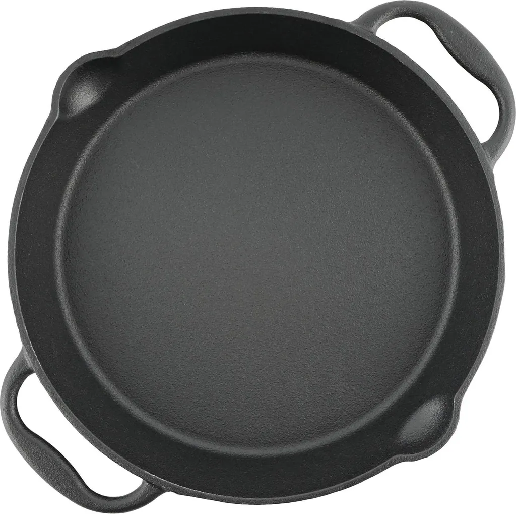 Markenlos Cast iron grill pan 25 cm with handles and spouts – Ideal for grilling and serving