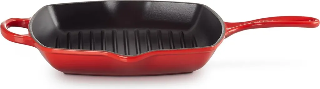 Markenlos Cast iron grill pan 26 cm square - Cherry red