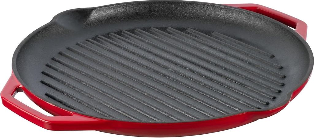 Markenlos Cast iron grill pan - red - enamelled - best quality