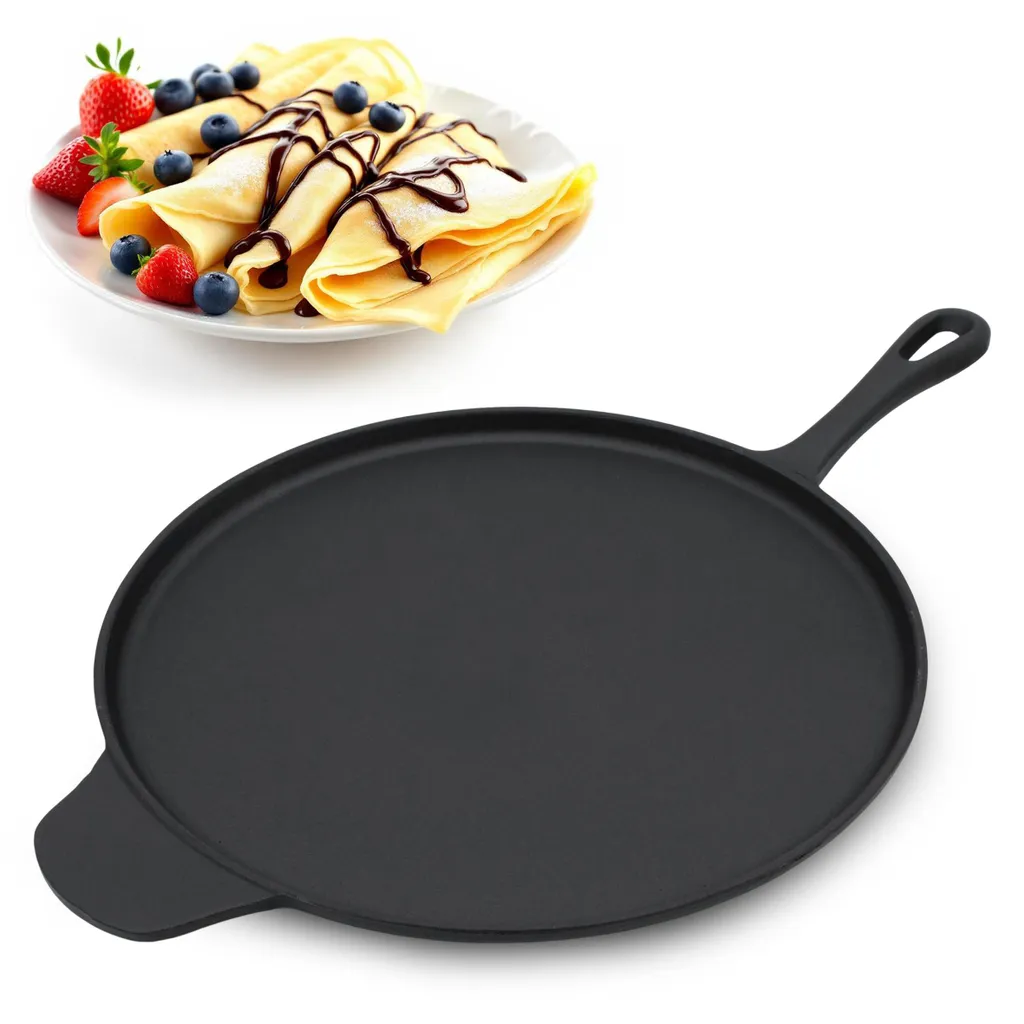 Spetebo Cast iron pizza and crepe pan - Ø 30 cm - Grill cast iron pan