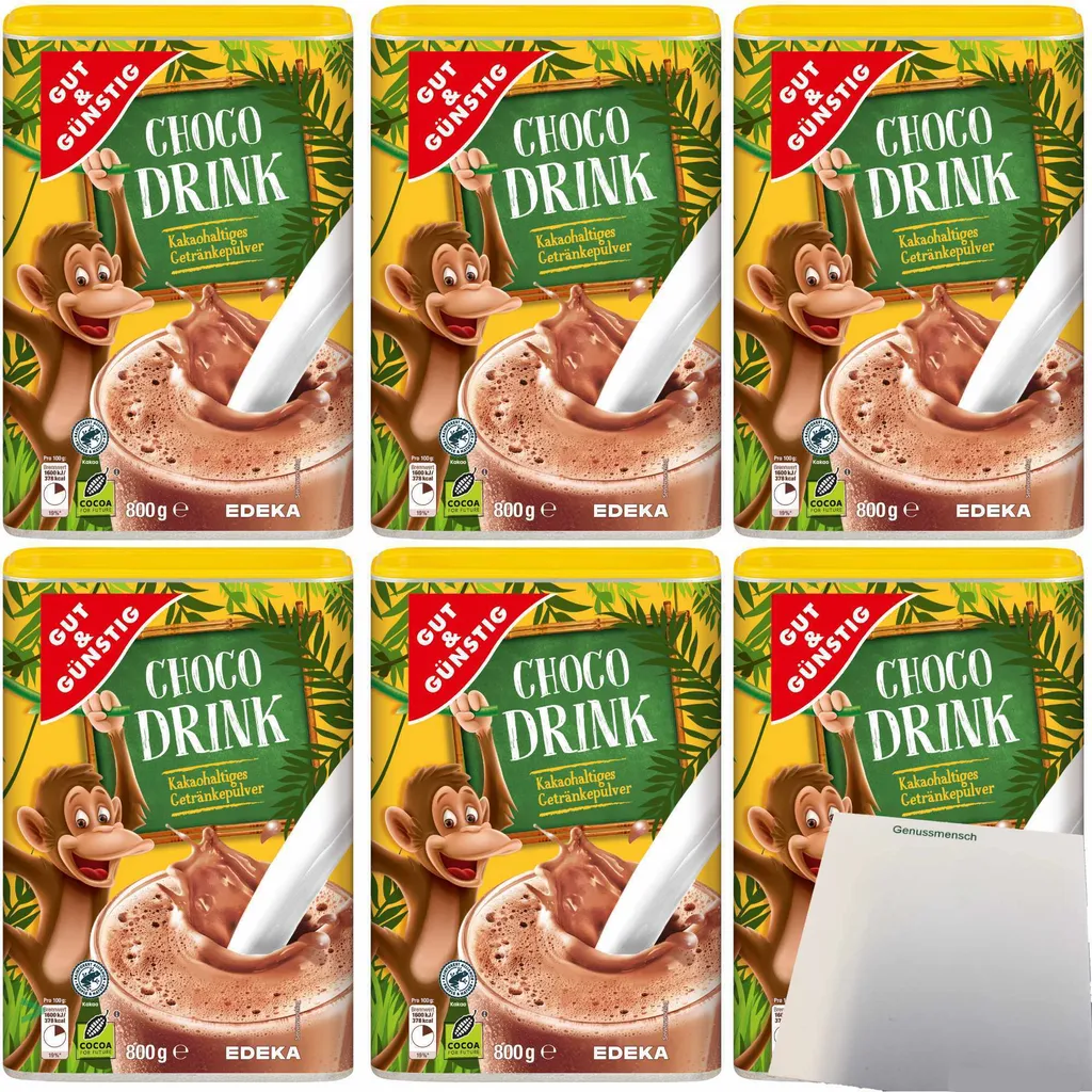 Gut& Choco Drink Cocoa-containing drink powder with a chocolatey taste 6-pack (6x800g pack) + usy block