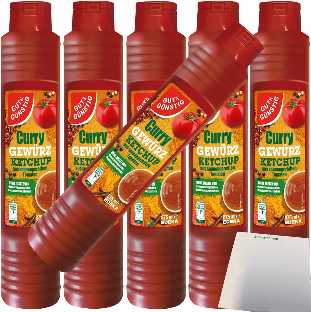 Gut& Curry Spice Ketchup 6-pack (6x875ml) + usy Block